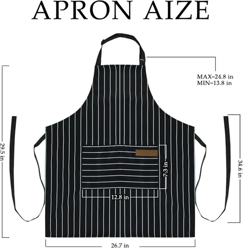 Miniatura 2 de Taidven Paquete de 2 Delantales - Unisex, Delantal Ajustable con Babero para Cocina, Delantal de Cocina, Delantales para Hombres y Mujeres con Rayas