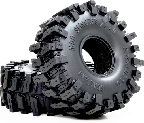 Miniatura 4 de HOBBYSOUL 1.0 Neumáticos de Oruga de 70mm de Altura 1.0 Pulgadas Lanzadores de Lodo X Neumáticos Super Blandos y Adhesivos para RC 1/24 SCX24 1/18