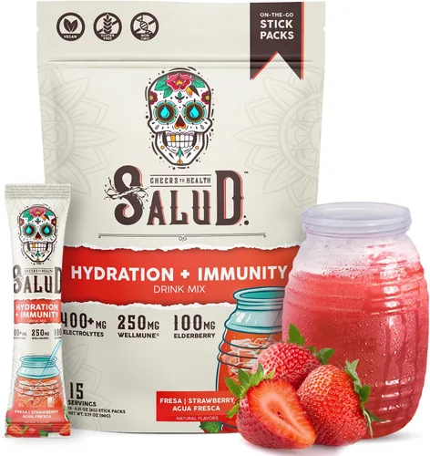 Miniatura 11 de Paquetes de Hidratación 2-en-1 Salud + Polvo de Electrolitos para la Inmunidad, Margarita de Sandía - Mezcla para Bebida de Agua Fresca, Baya
