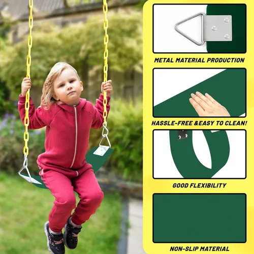 Miniatura 6 de Juego de columpio para niños con cadena - columpio para adultos con anillo de metal de acero inoxidable en forma de T - adecuado para patio trasero