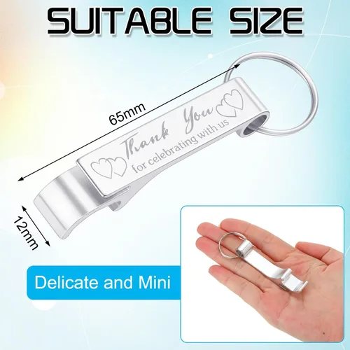 Miniatura 5 de Dandat 100 llaveros para abridor de botellas, regalos de boda personalizados para invitados de aluminio, para vino, cerveza, grabado, regalos