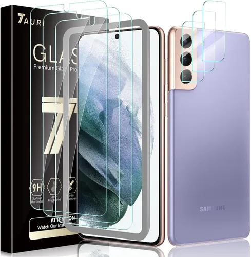 Miniatura 9 de TAURI Diseñado para Samsung Galaxy S21 Ultra 5G, paquete de 2 protectores de pantalla de TPU flexible + protector de lente de cámara, compatible