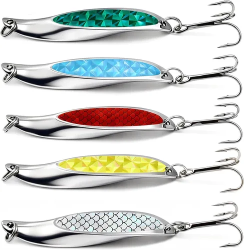 Señuelo de cucharas de pesca, señuelos de trucha, señuelos de lubina, señuelos giratorios, cucharas de pesca, señuelos de pesca duros, anzuelos