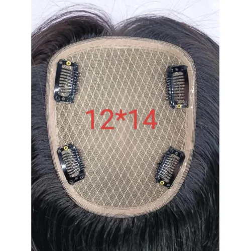 Miniatura 8 de RemeeHi Cabello humano atado a mano/base de seda recto Topper corto 4.7x5.5 in clip en el postizo invisible Wiglet Toupee Natural Negro 9.8 in/10