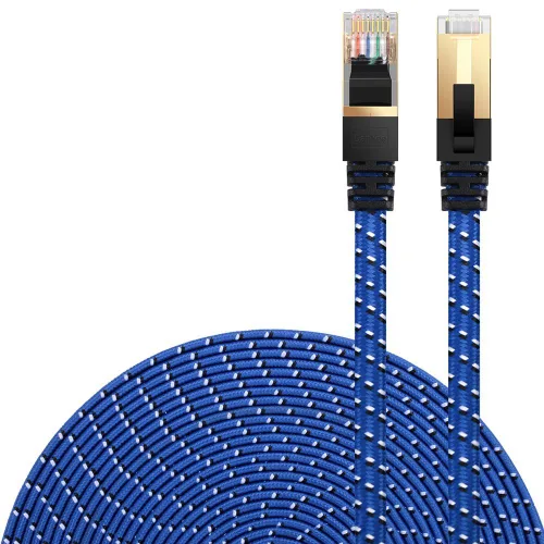 Miniatura 12 de Cable Ethernet Cat 8 DanYee, 3 pies, de nailon trenzado, alta velocidad, RJ45, 2000 MHz, negro