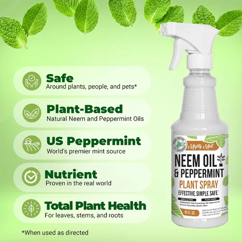 Miniatura 2 de Mighty Mint Spray nutritivo para plantas de aceite de neem y menta, brillo natural de hojas para uso en interiores y exteriores, fórmula a base