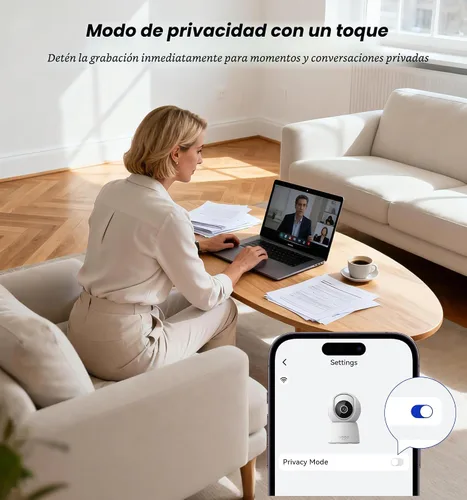 Miniatura 8 de Veise Cámara interior 2K para seguridad del hogar, monitor inalámbrico de 360° para mascotas y bebés con aplicación de teléfono, detección