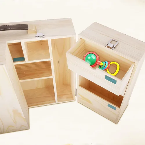 Miniatura 5 de Vencer Caja de recuerdos de bebé, caja de recuerdos de madera para recién nacidos y organizador de memoria con etiqueta escrita a mano para baby