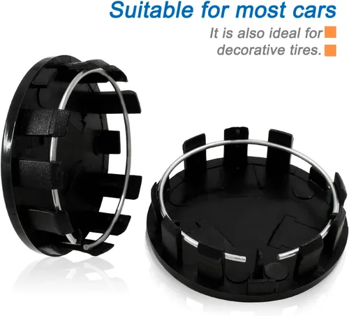 Miniatura 2 de BokWin 4 unidades de 54mm/2.13 pulgadas de tapas centrales para cubo de rueda, mini tapas centrales para neumáticos para automóvil (negro)