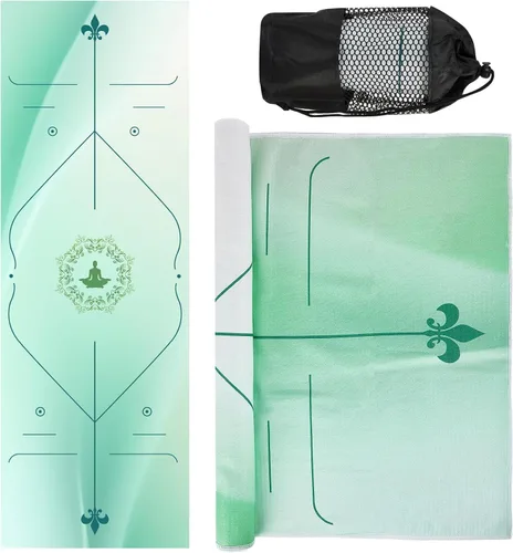 Miniatura 15 de Toallas de yoga, toalla antideslizante para esterilla de yoga caliente con puntos de agarre, manta de yoga de microfibra suave súper absorbente