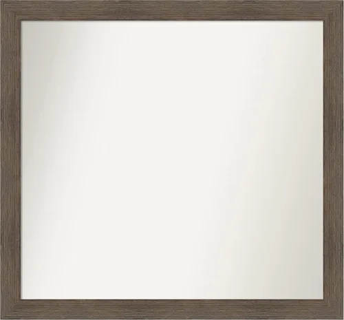 Miniatura 276 de Amanti Art Espejo de pared personalizado no biselado (24 x 27 pulgadas), marco estrecho de nogal chipre - varios tamaños personalizados - Espejo