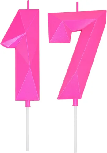 Miniatura 43 de DERVENTA Velas de cumpleaños con números grandes, 3D, color rosa, 3.7 pulgadas, decoración para tartas de fiesta, 1 pieza (número 3 rosa)