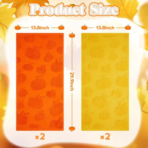 Miniatura 2 de Remagr Paquete de 4 toallas de mano 3D de calabaza jacquard para baño, algodón jacquard, absorbente, otoño, Acción de Gracias, naranja y amarillo