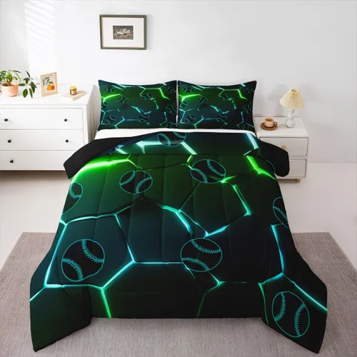Miniatura 36 de Feelyou Juego de edredón de nido de abeja, edredón hexagonal rojo degradado para niños, niñas, adolescentes, juego de ropa de cama geométrico, Multi