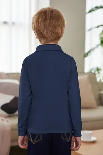 Miniatura 5 de Arshiner Polo de manga larga para niños, polo de algodón con bolsillo para niños
