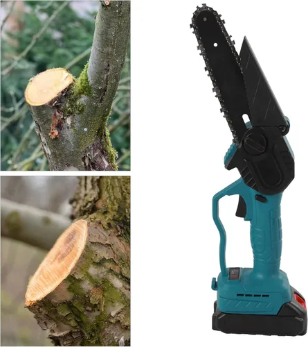 Miniatura 8 de Mini motosierra inalámbrica 2 en 1, motosierra inalámbrica con 2 baterías, motosierra eléctrica pequeña con barra de extensión, motosierra