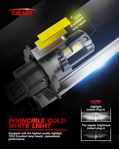 Miniatura 3 de KATANA Bombillas H4 mejoradas, 18000LM 6500K xenón blanco súper brillante tamaño mini con ventilador de refrigeración, luz antiniebla lista