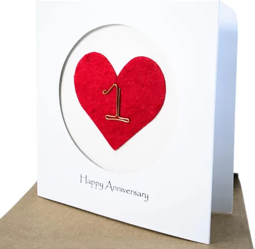 Miniatura 2 de Camellia Bees Tarjeta de aniversario de boda del primer año para ella él, tarjeta de aniversario hecha a mano para esposa, marido, pareja (1st)