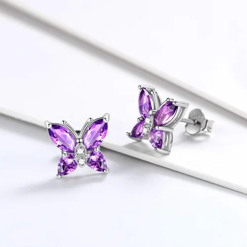 Miniatura 3 de Aurora Tears Butterfly Jewelry,Women 925 Sterling Silver Butterflies Birthstone Pendant NecklaceEarringsRings Wedding Gift