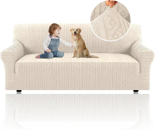 Miniatura 25 de H.Versailtex 2025 Fundas de sofá Jacquard para sofá de 3 cojines, 1 pieza de fundas elásticas para sofá, protector de muebles antideslizante, suave
