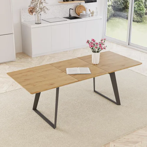 Miniatura 40 de ZckyCine Mesa de Comedor Moderna de Mediados de Siglo y Sillas para 4 Rectangular de Madera Expandible que Ahorra Espacio Multifuncional Marrón