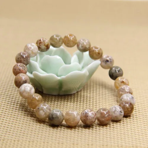 Miniatura 141 de Amandastone Pulsera elástica de cuentas redondas de 0.315 in con piedras preciosas naturales de 7 pulgadas