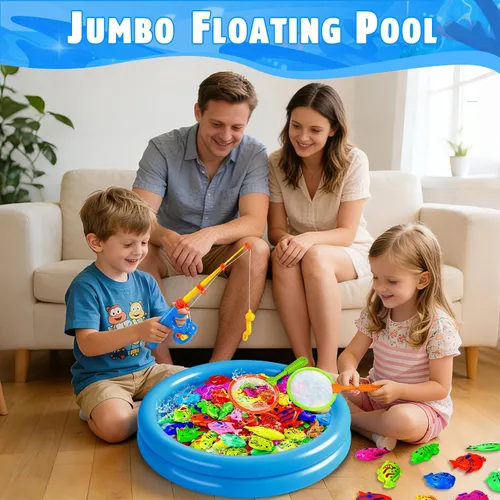 Miniatura 5 de CozyBomB™ Juego de juguetes magnéticos de pesca para niños Juego de mesa de agua para bañera, piscina infantil, fiesta en la piscina, caña