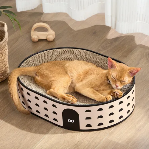 Miniatura 18 de Conlun Caja rascador para gatos con 4 tablas de rascar para gatos, almohadilla reversible para arañazos para gatos, cartón corrugado resistente