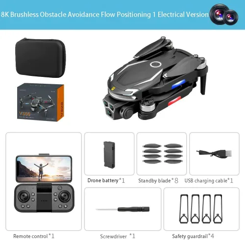 Miniatura 2 de Remote Control Aerial Drone with 3-Camera 8K HD Brushless Power Intelligent Avoidance Obstacle Trajectory Flight, Optical Flow Hover, Gesture