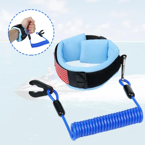 Miniatura 7 de Cordón de interruptor de parada de emergencia para embarcación y moto acuática, correa de muñeca compatible con Yamaha Jet Ski, motor fuera de Azul