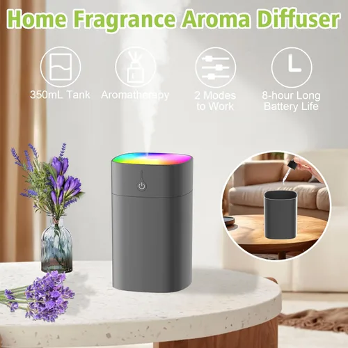 Miniatura 4 de Mini humidificadores portátiles para dormitorio, difusor de aroma de 13.5 fl oz para el hogar, humidificador de plantas de escritorio personal