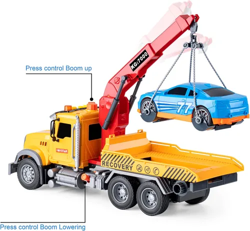 Miniatura 3 de Camiones de Remolque Grandes de Juguete con Gancho y Coche para Niños, Camiones de Juguete de Retroceso con Luz y Sonido para Niños