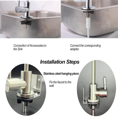 Miniatura 7 de Grifo de agua potable para la mayoría de ósmosis inversa y filtración de agua. Grifo de fregadero de acero inoxidable SUS304 níquel cepillado.