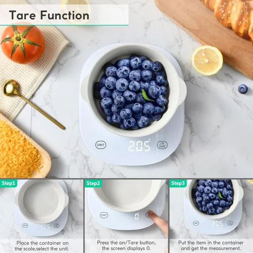 Miniatura 6 de Arboleaf Smart Food - Báscula de cocina digital de 22 libras con calculadora nutricional, recargable por USB, pesaje inteligente con aplicación