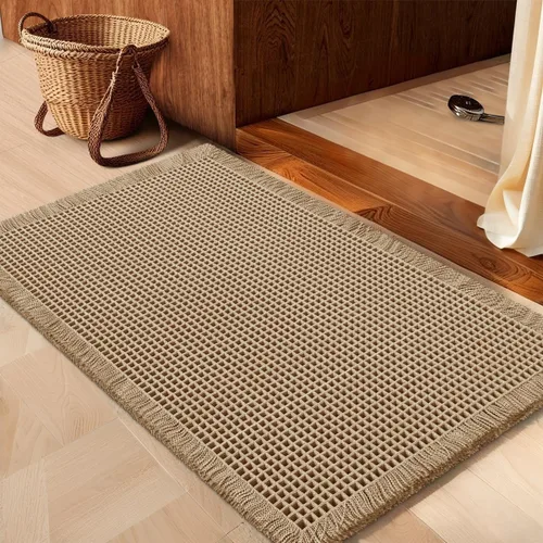 Miniatura 70 de IM HOME Tapete de baño de punto gofre, color caqui, de 24 x 17 pulgadas, tejido bohemio, moderno, absorbente, antideslizante, suave, lavable