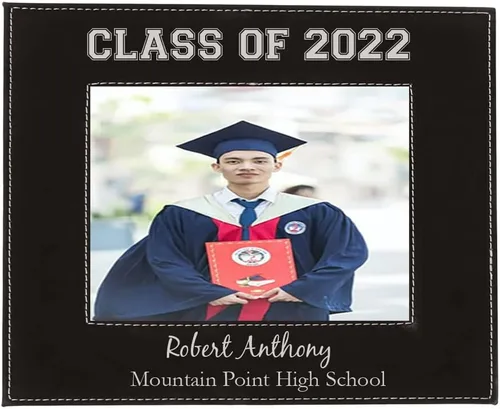 Clase 2022 2023 2024 – Memoria de celebración personalizada de cuero sintético para graduar o colgar en la mesa, foto personalizada de cuero