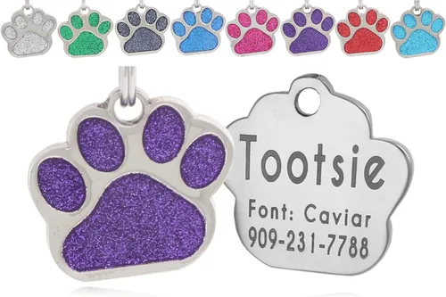 Miniatura 4 de Etiquetas de identificación de mascotas de acero inoxidable grabadas con láser, personalizadas para perros y gatos, etiqueta redonda de hueso