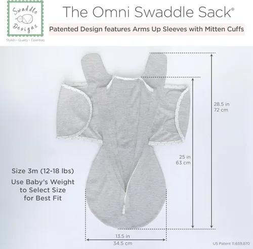 Miniatura 8 de SwaddleDesigns Saco Envolvente Omni de 6 Vías con Brazos Arriba para Recién Nacido, Más Opciones para Calmar el Reflejo de Sobresalto, Mejora
