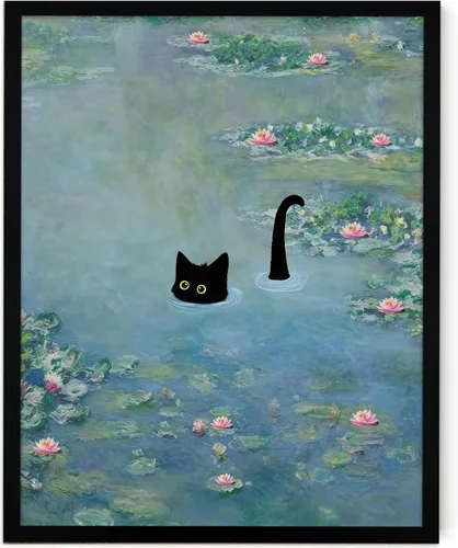 Miniatura 32 de Fantasy Artists Van Gogh - Lienzo decorativo para pared, diseño de gato negro con diseño de almendra y diseño de gato negro, pósteres de pintura al