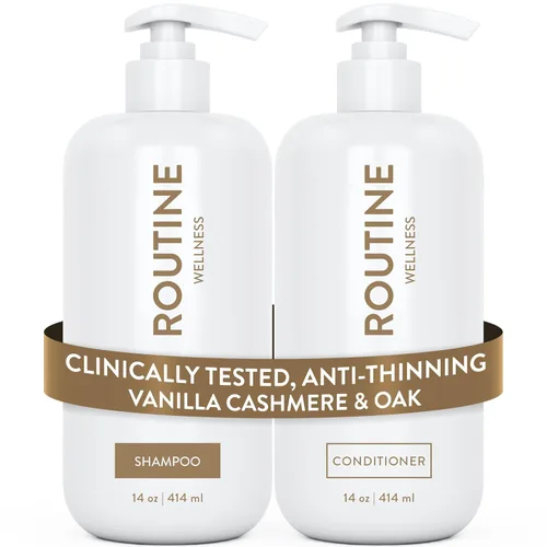 Miniatura 26 de Routine Wellness Set de champú y acondicionador antiadelgazamiento para cabello adelgazante - Biotin DHT Blocker Mujeres y Hombres - Champú seguro