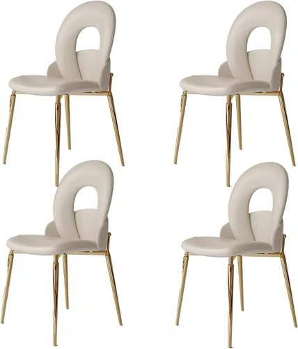 Miniatura 12 de Kitchen Dining Chairs with Genuine Leather,Dining Room Chairs with Metal Legs,Living Room Chair Curved Backrest,Kitchens Chair for Living, Negro