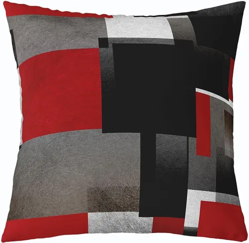 Miniatura 10 de Feelyou Juego de 4 fundas de almohada geométricas reversibles para exteriores de 16 x 16 pulgadas, diseño geométrico de rayas negras y grises, juego
