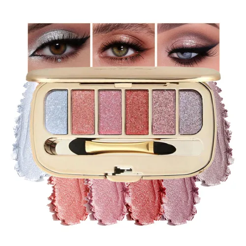 Miniatura 10 de Paleta de sombras de ojos de acabado múltiple, paleta de brillo metálico mate con polvo sedoso y suave, destello fino y duocromático, sombras 2#