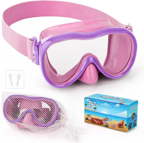 Miniatura 20 de Gafas de natación para niños, antifugas, máscara de Snork con cubierta de nariz y correa de tela elástica, gafas de natación con protección UV