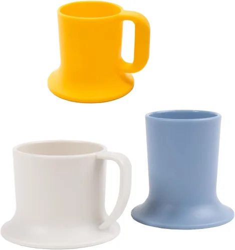 Vaso para niños, taza de té y taza para niños pequeños | Juego de 3 tazas aptas para lavavajillas y microondas | 3 tazas de base ancha para niños