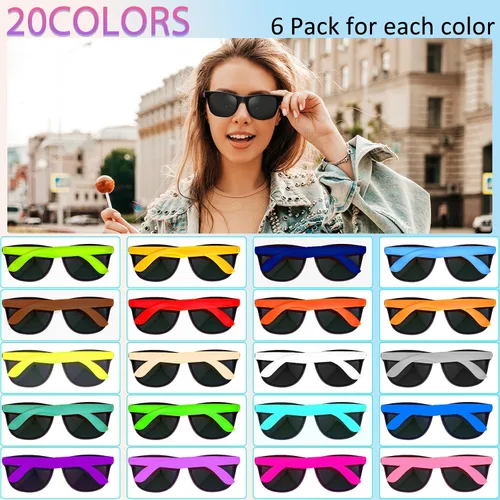 Miniatura 11 de Paquete de 60 lentes de sol de neón – 10 colores, estilo 80 novedosos lentes de sol para premios de aula, relleno de bolsas de golosinas, fiesta