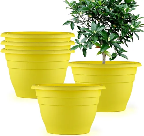 Miniatura 23 de RooTrimmer Juego de 10 macetas de 8 pulgadas con agujeros de drenaje y platillos, macetas para plantas de interior y exterior, macetas de orquídeas