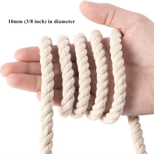 Miniatura 2 de Cuerda de macramé de algodón de 0.394 in, cuerda trenzada de 3/8 pulgadas de grosor para manualidades, decoración de nudos, juguetes para mascotas