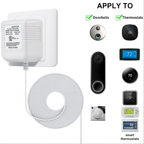 Miniatura 2 de Hotop Adaptador de cable C de 24 voltios para termostato inteligente, conector de alimentación de 16.5 pies de largo con certificación UL cable C