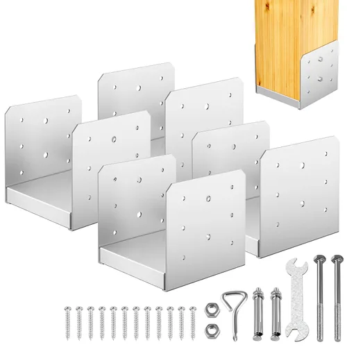 Miniatura 15 de Base de poste de 8 x 8 pulgadas, 2 soportes de anclaje ajustables de acero inoxidable (interno de 7.5 x 7.5 pulgadas), base de poste ajustable